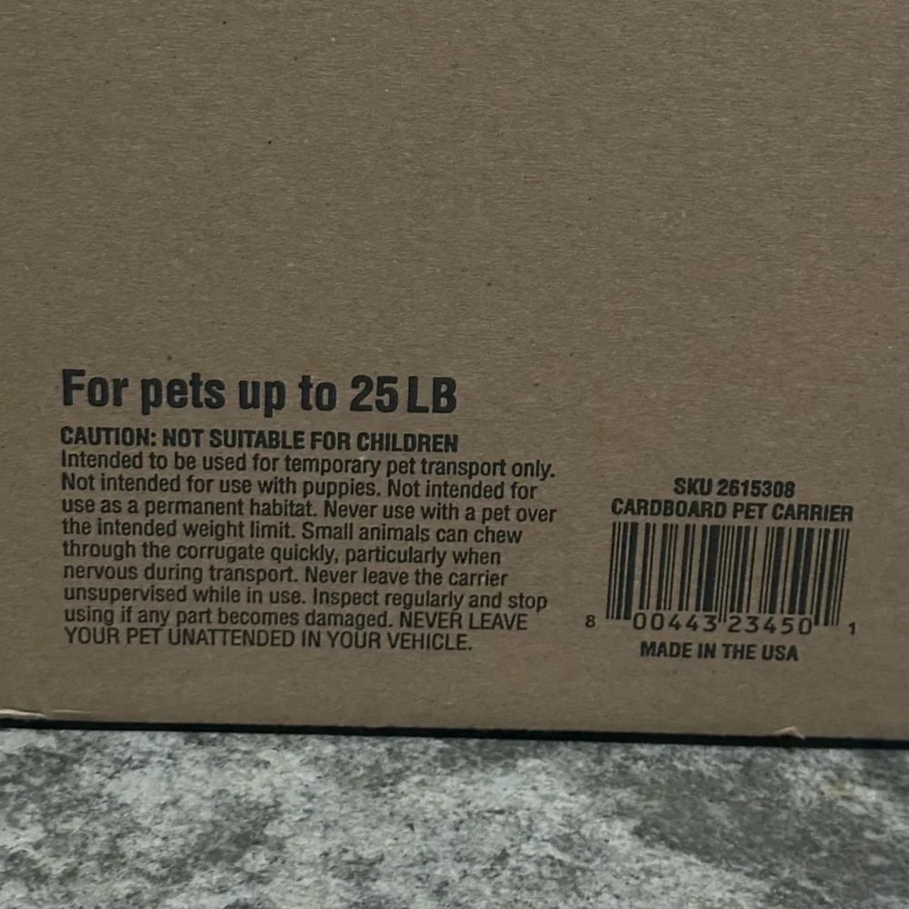 Petco Cardboard Small Pet Carrier 18.5